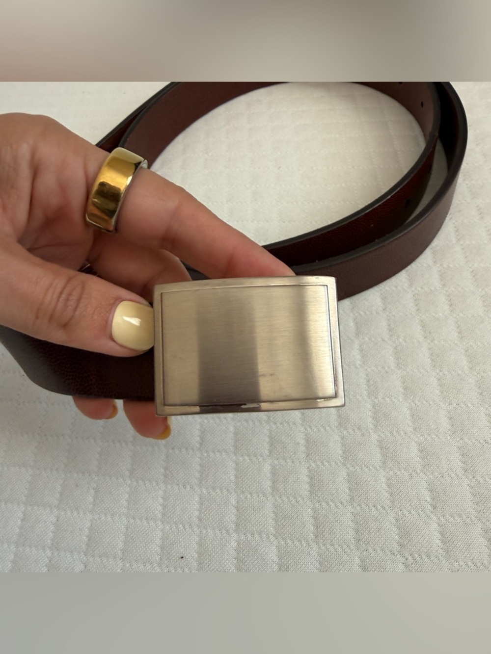 VTG 90s COACH Men Women Brown Leather Belt 42” Vegetable Tanned Cow Italy Buckle - Picture 2 of 15